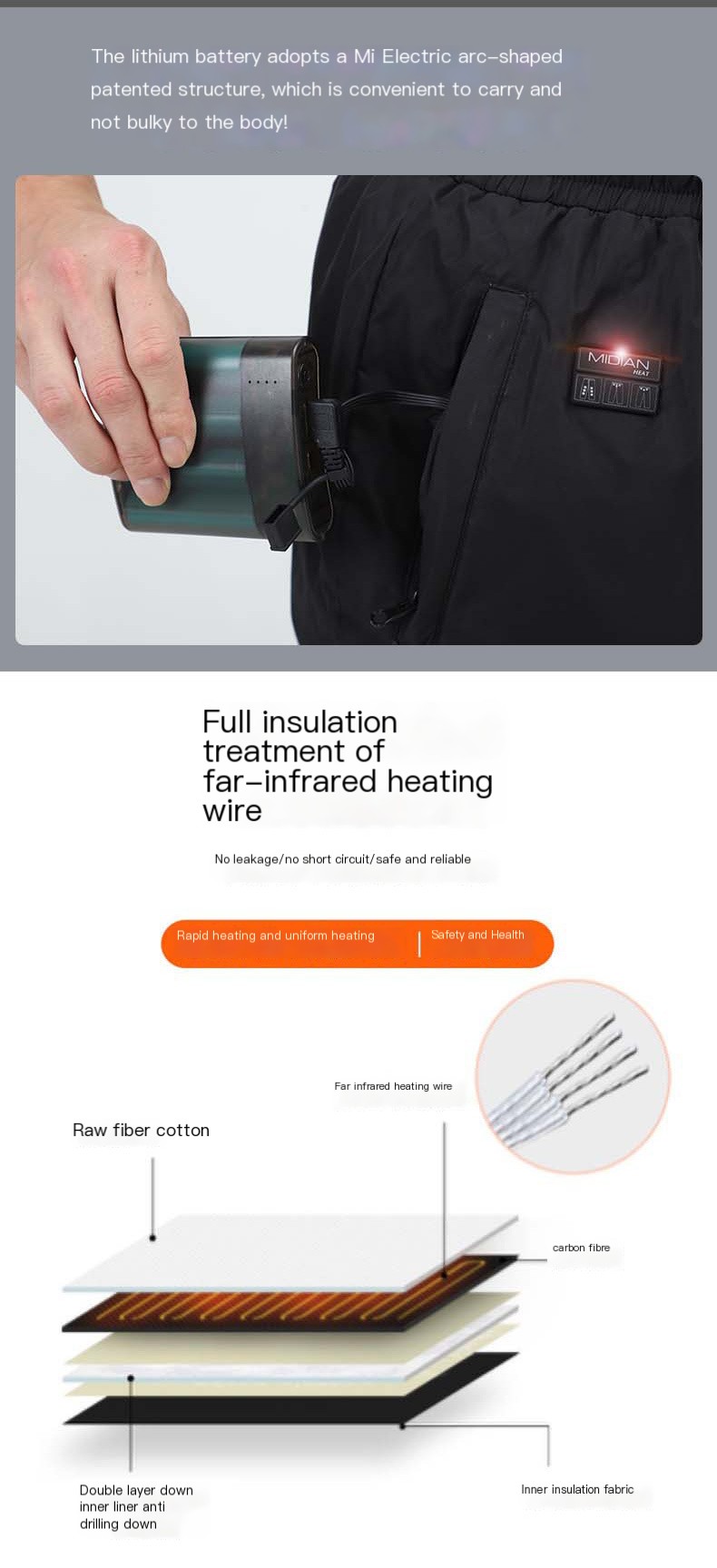 USB smart heating pants 12 zone heating couple straight pants winter electric heating pants thickened down pants wholesale