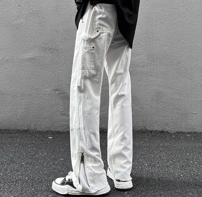 Vintage Street Structure Zip Loose Straight Jeans 3