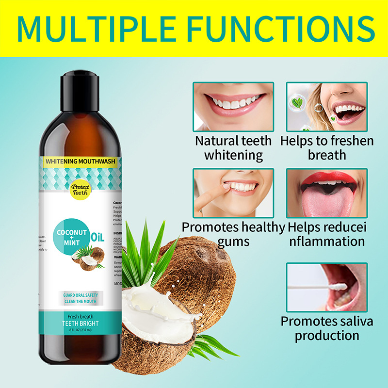 Coconut oil mouthwash cleans the mouth and beautifies teeth