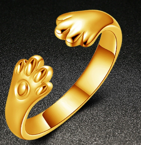 Cat Paw Tail Ring White Gold