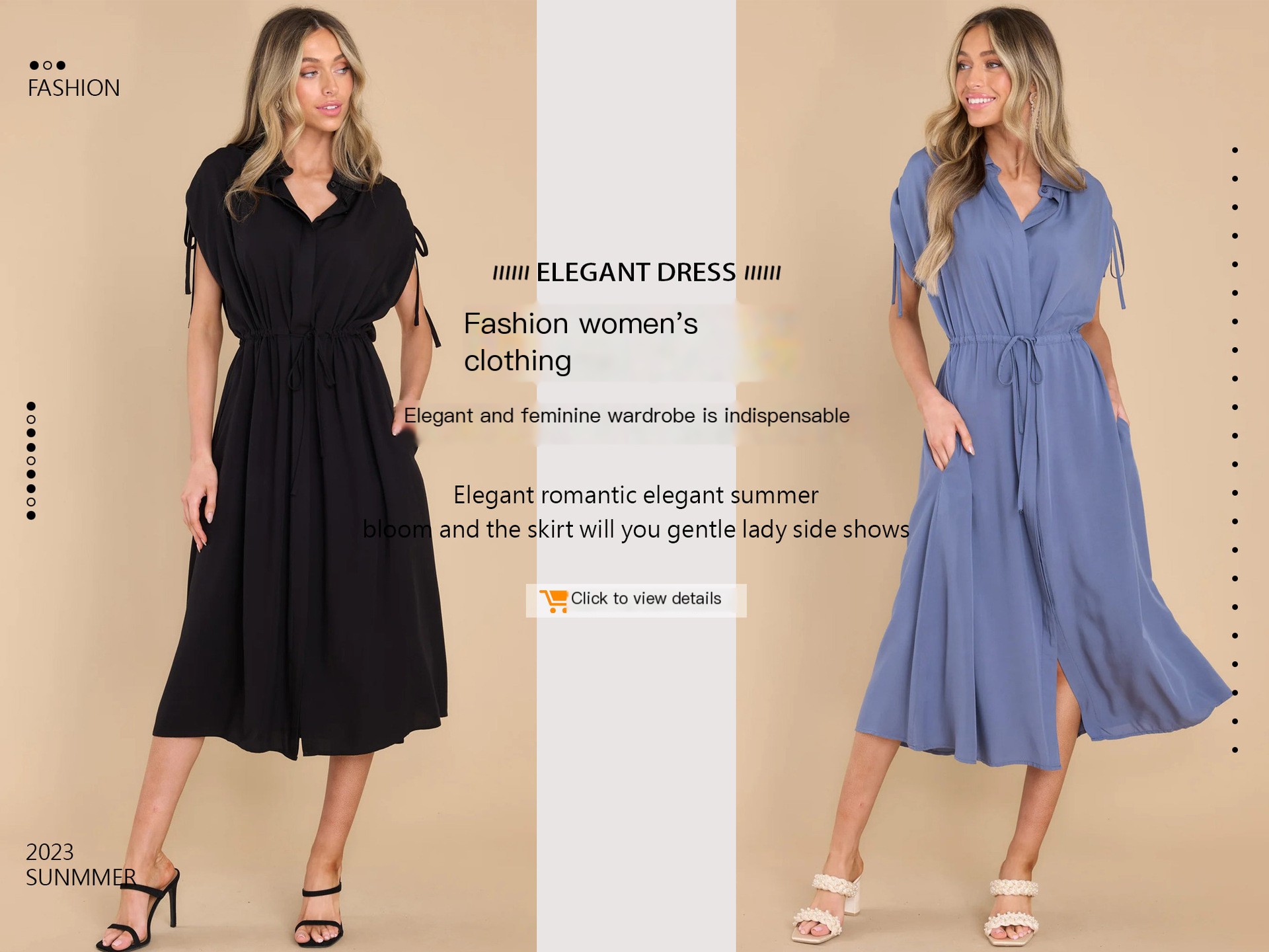 Single-breasted drawstring dress