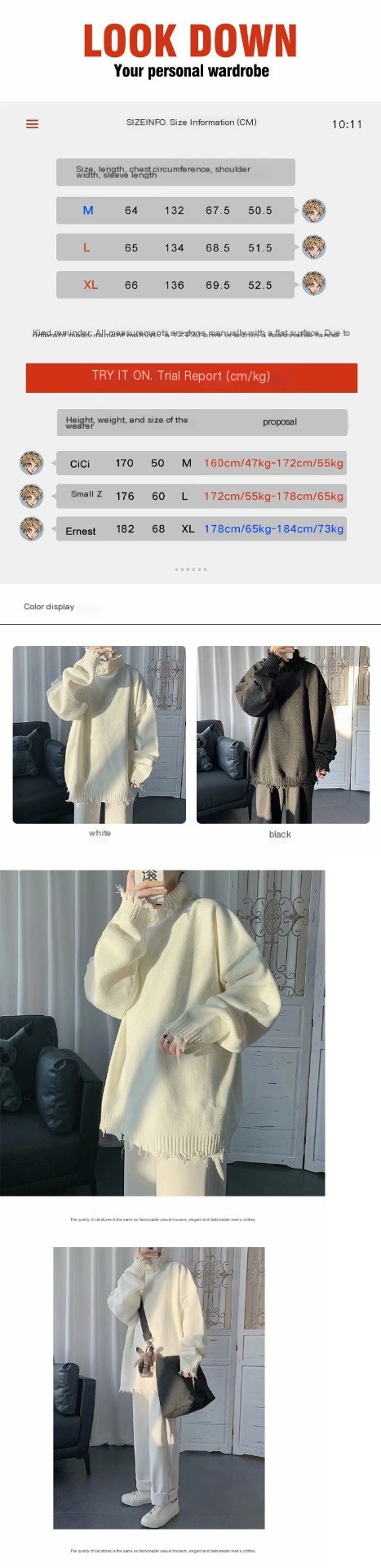 Half High Neck Ripped Sweater