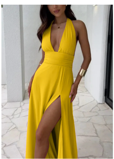 2024 sexy deep V split dress image 3