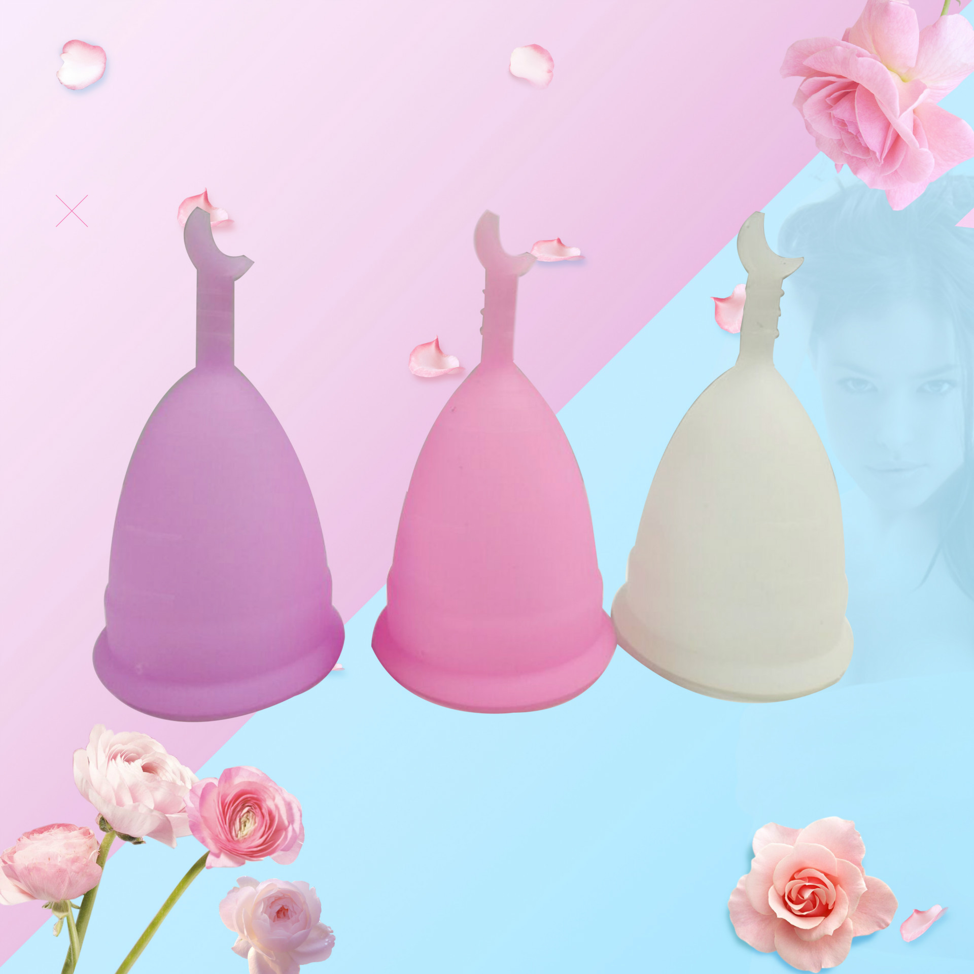 Silicone Moon Cup Female Aunt Menstrual Cup Heart Shaped Recyclable Moon Cup image