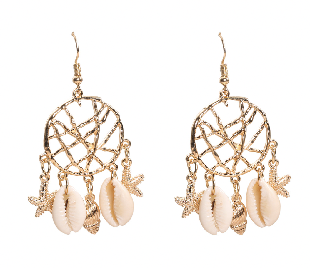 Shell Circle Dreamcatcher Earrings