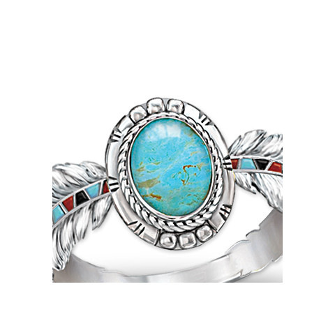 Turquoise Eagle Feather Ring Image 2