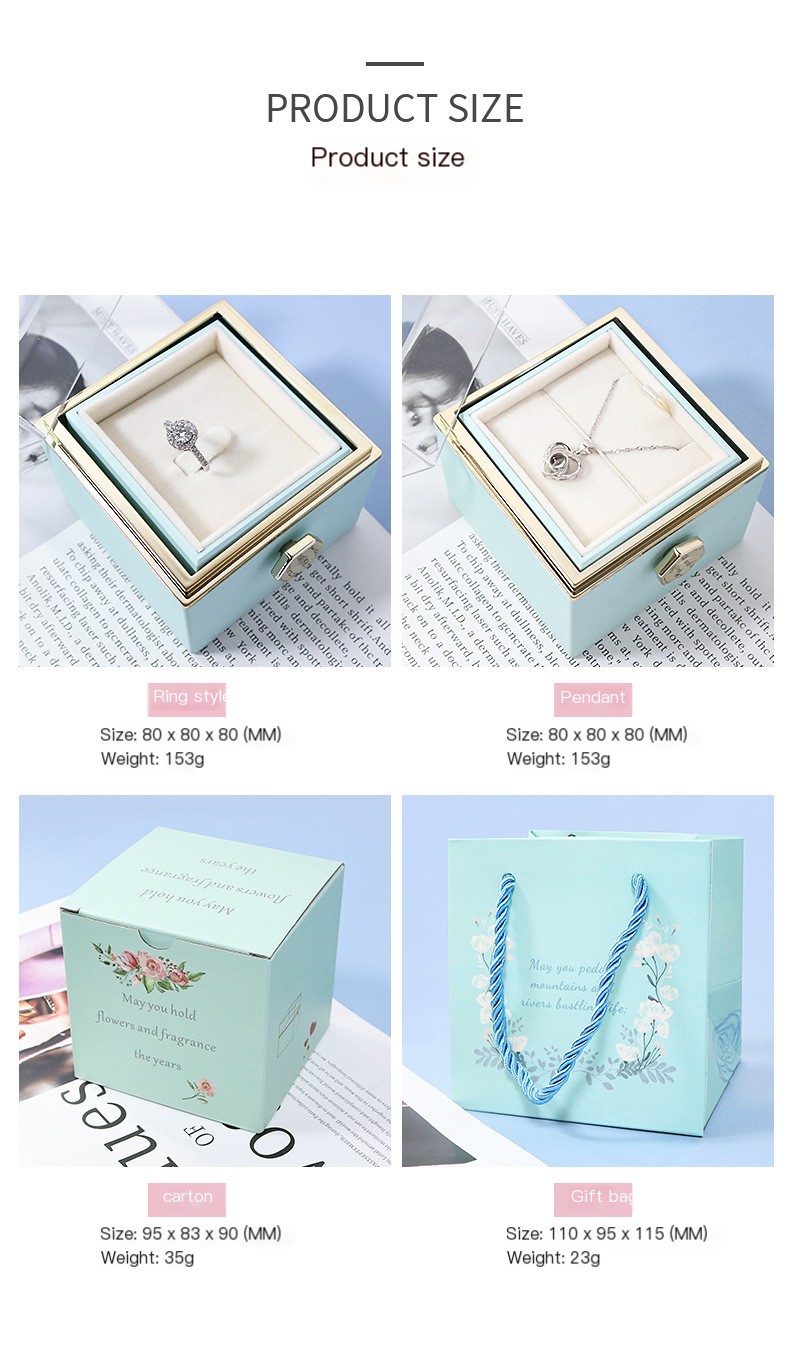 Creative Rotating Valentine's Day Eternal Flower Gift Box Rose Jewelry Box Ring Box Necklace Box Jewelry Packaging Box