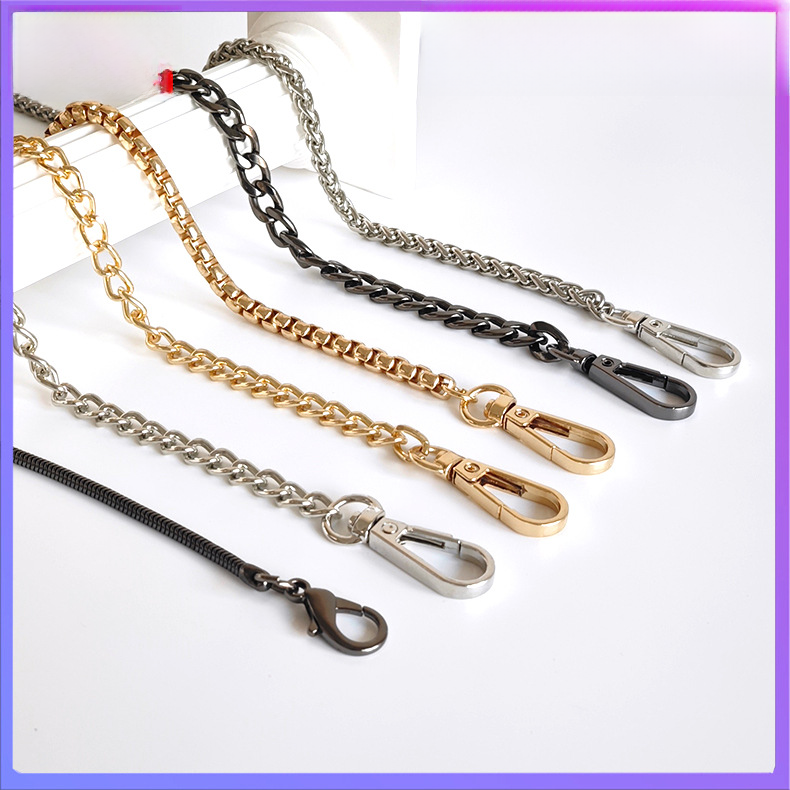 In stock wholesale luggage hardware accessories chain bag chain elegant DIY woven shoulder strap bag with metal bag chain image