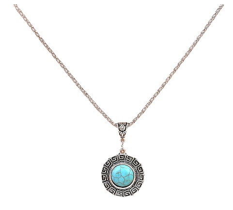 Turquoise Necklace with Geometric Pendant