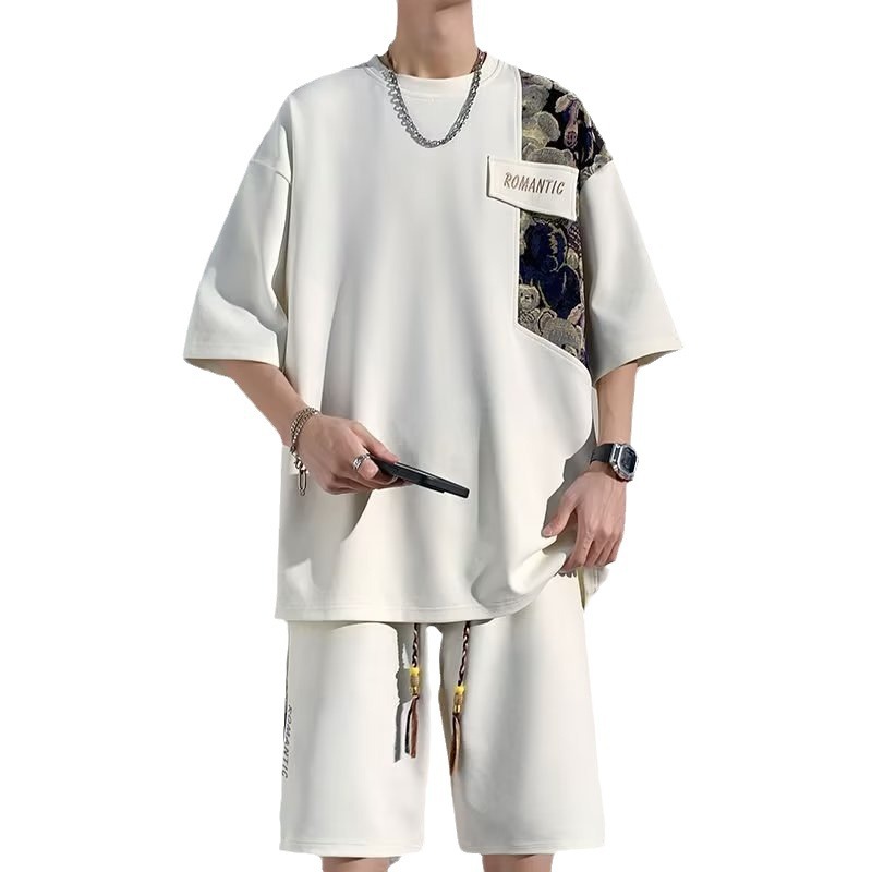 Two-piece Loose Casual Plus Size Short-sleeved Cropped Pants image