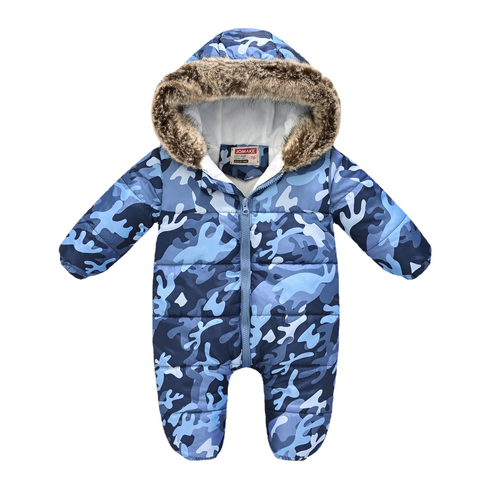 Children's Cartoon Printed Waterproof One-piece Cotton-padded Jumpsuit image