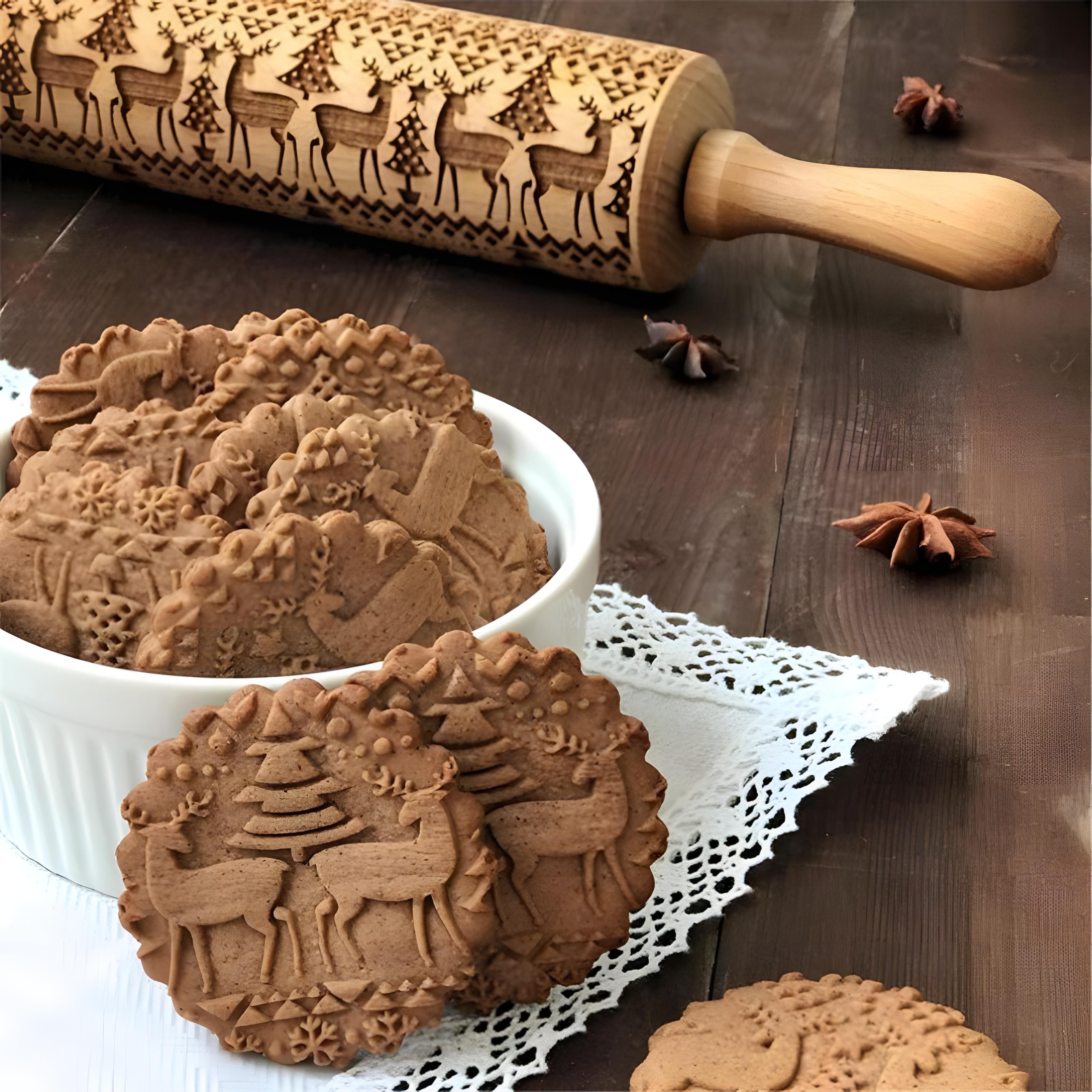 Christmas Elk Print Rolling Pin