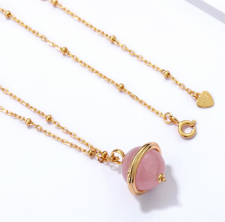 S925 silver plated 9K gold geometric necklace