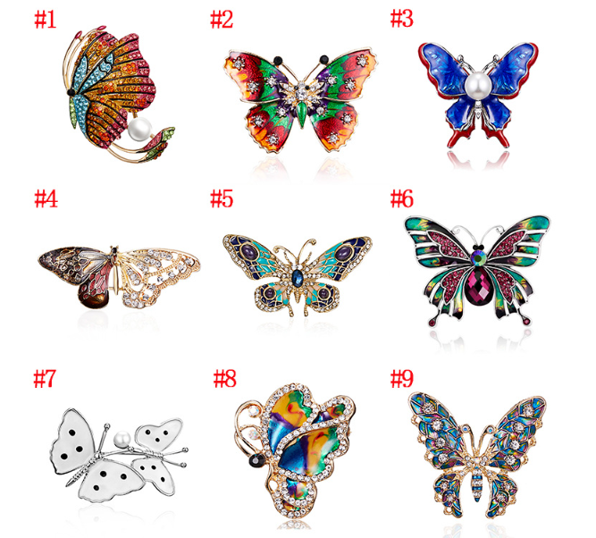 Flower and Bird Brooch - Butterfly Design 6