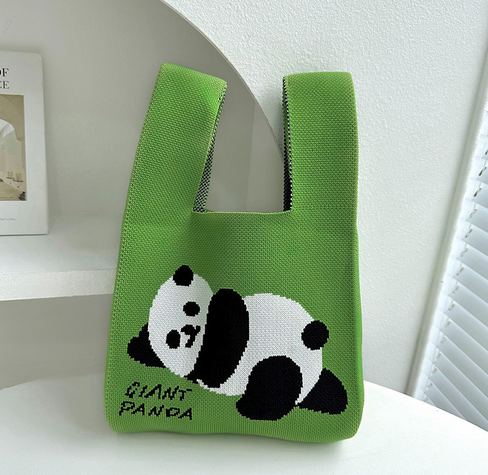 Vest Bag Knitted Cute Panda Shoulder Handbag