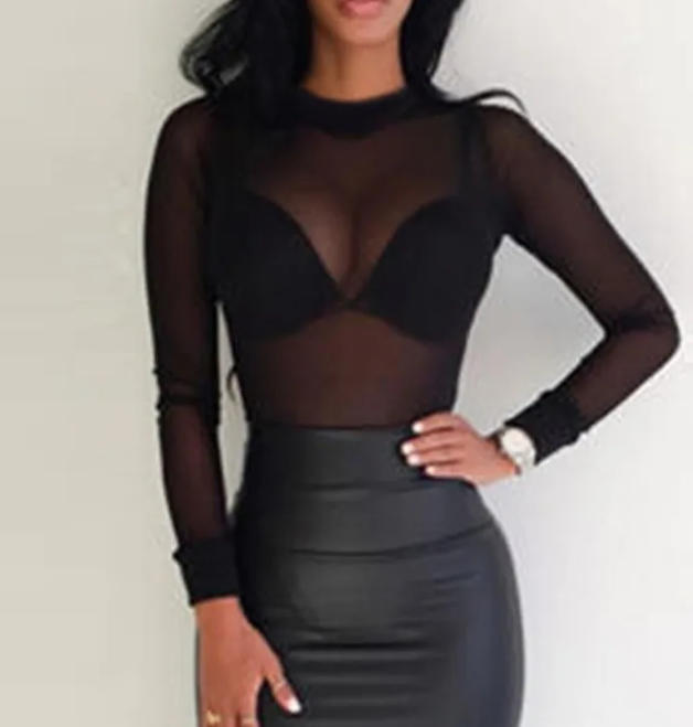 Sheer Long Sleeve T-shirt Image 3