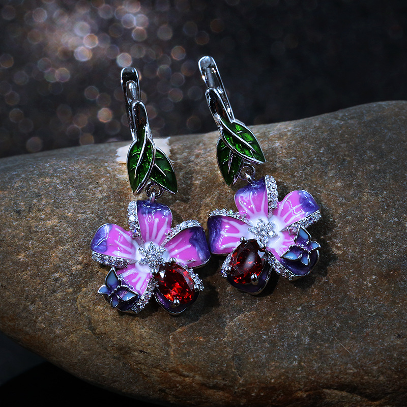 Enamel Butterfly Earrings Image 1