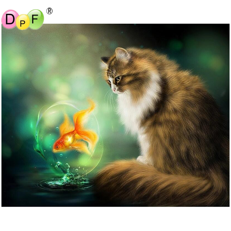 Cat Eats Fish Diamond Painting