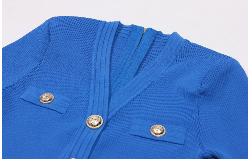 Gold Buttons Knit Dress 4