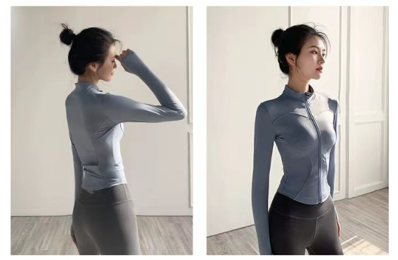 Stand-up Collar Cardigan Zipper Sports Yoga Wear Jacket