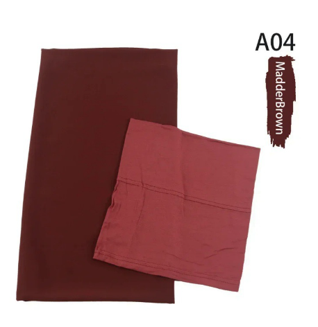 Muslim Women Chiffon HIjab With Matching Under Cap Hijab Headscarf Chiffon Long Shawl With Match Color Jersey Inner Caps image