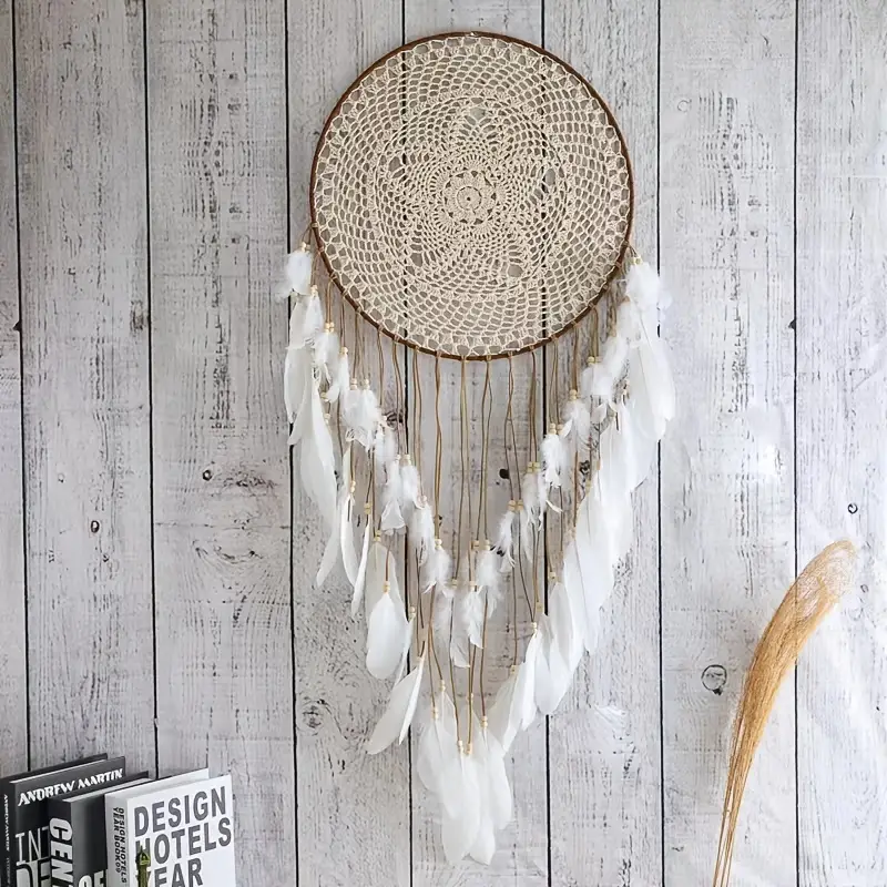 Dream Big with This Stunning White Feather Dream Catcher - Perfect for Weddings, Holidays & Home Decor! image