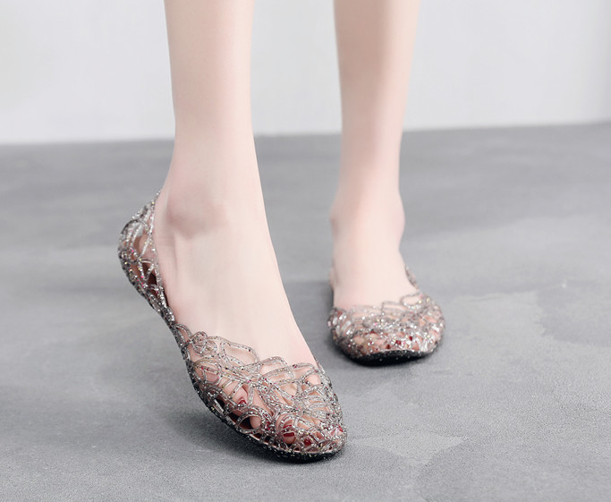 Plastic Hollow Sandals - Silver