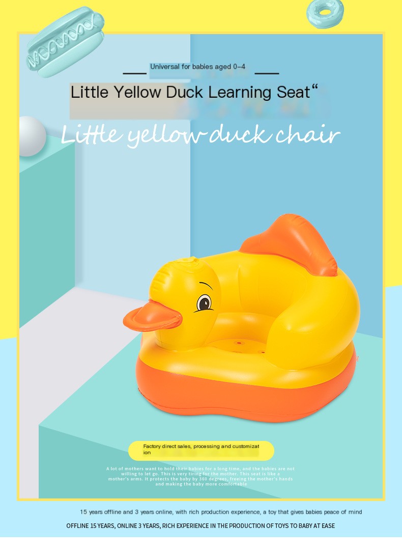 Wholesale thickened inflatable yellow duck child seat infant inflatable seat baby learning sofa