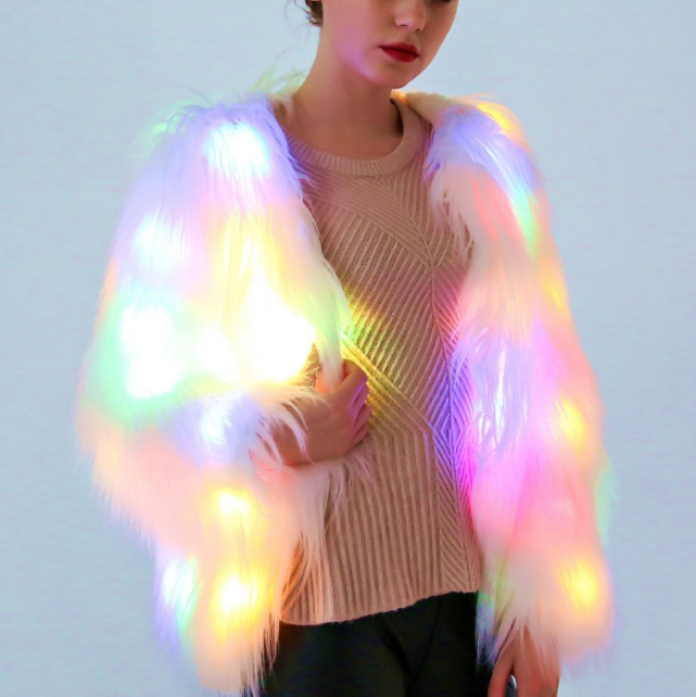 LED Glowing Faux Fur Coat Image 4