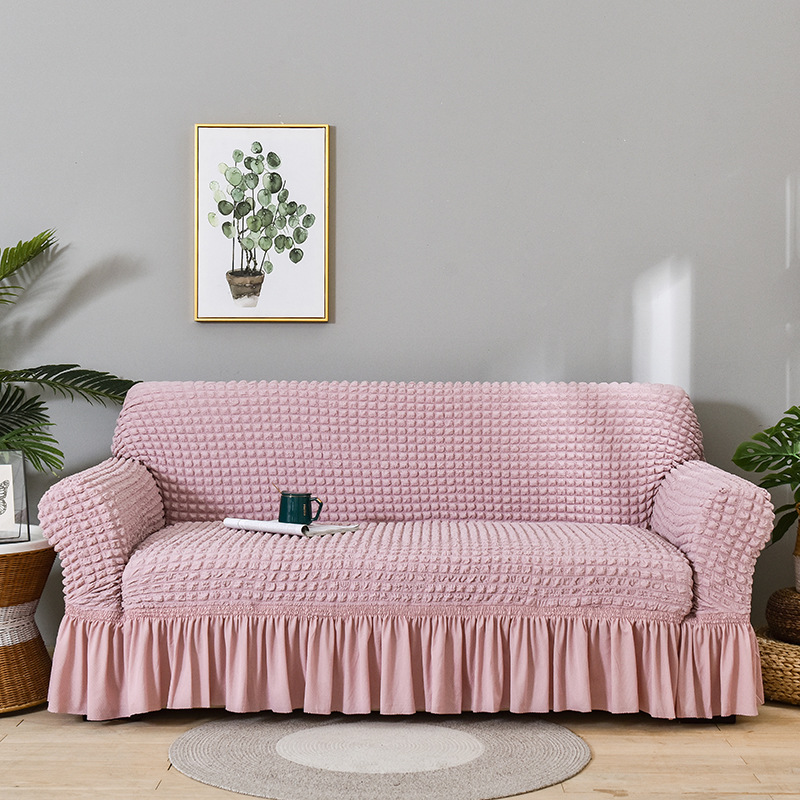 [HG48944-CRE-2-S] Funda de sofá con falda, cubierta 16556338 (Creamy White, 2-seater 120-170cm) image