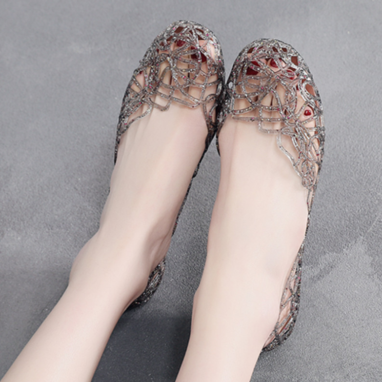 Plastic Hollow Sandals - Black