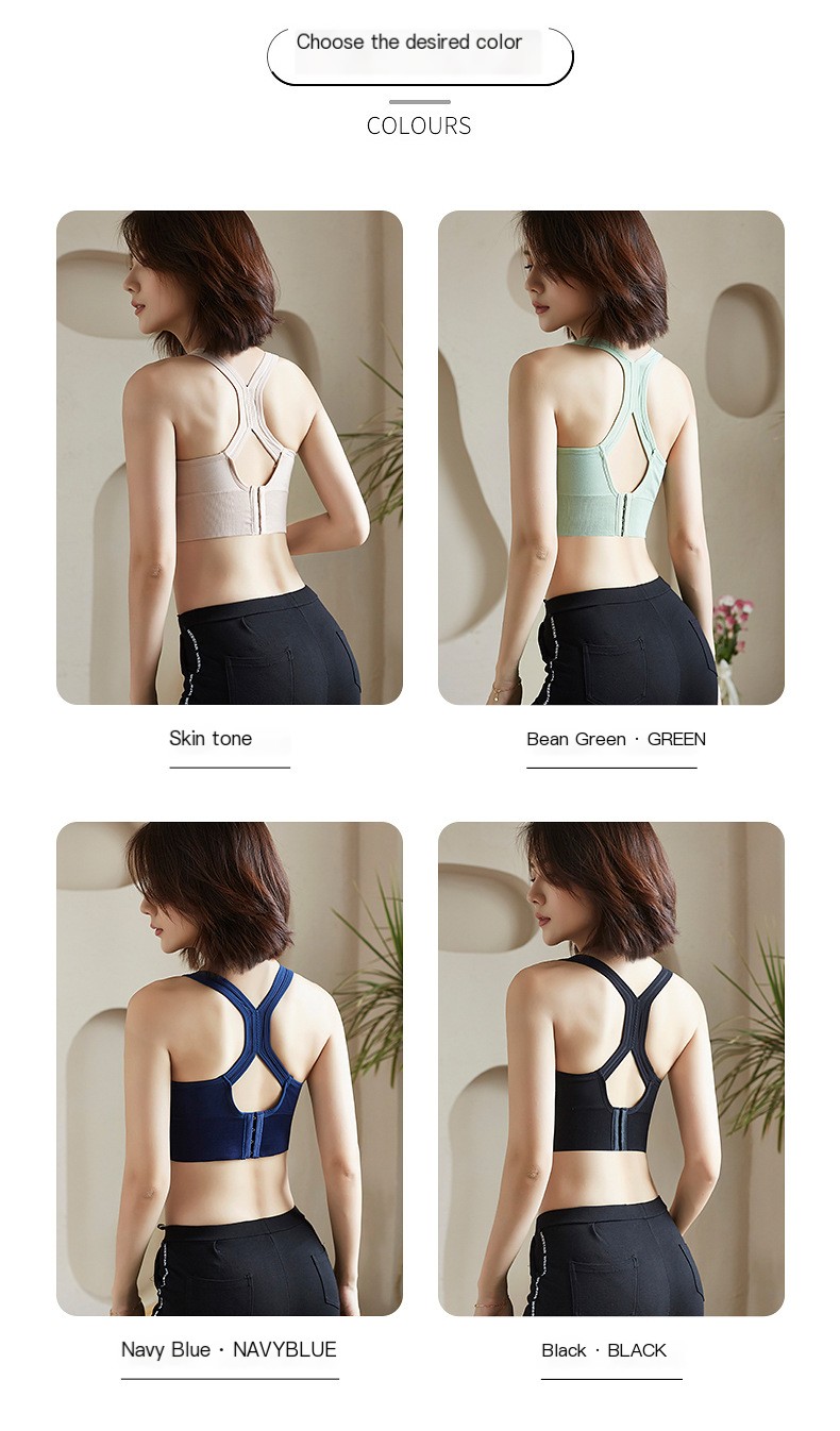 Adult women's imported cotton padded sports bra colour guide showing Skin Colour, Bean Green, Navy Blue, and Black options, HS code 6212.10.
