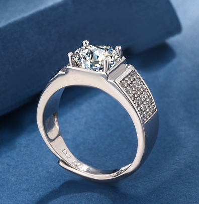 Geometric Shape Inlaid Zirconium Ring