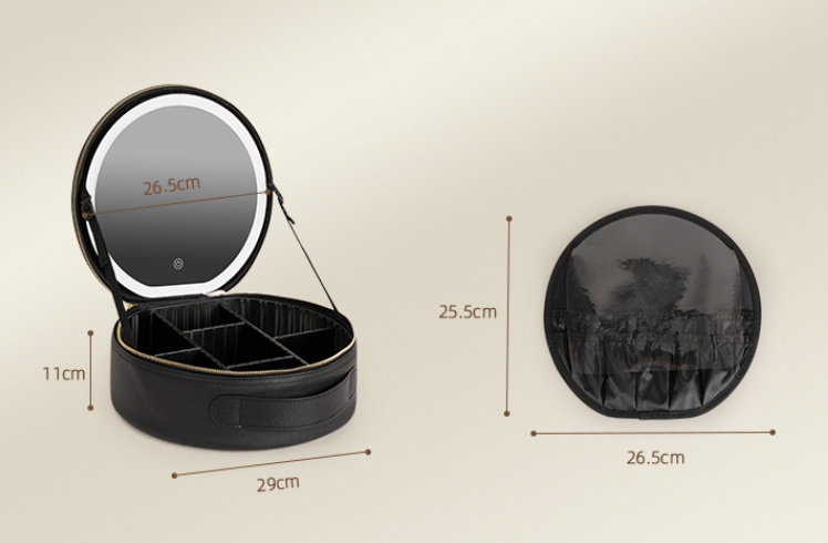 LED Round Mirror Makeup Bag Details