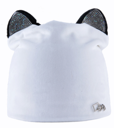 Cat Ear Rhinestone Hat - Dark Gray