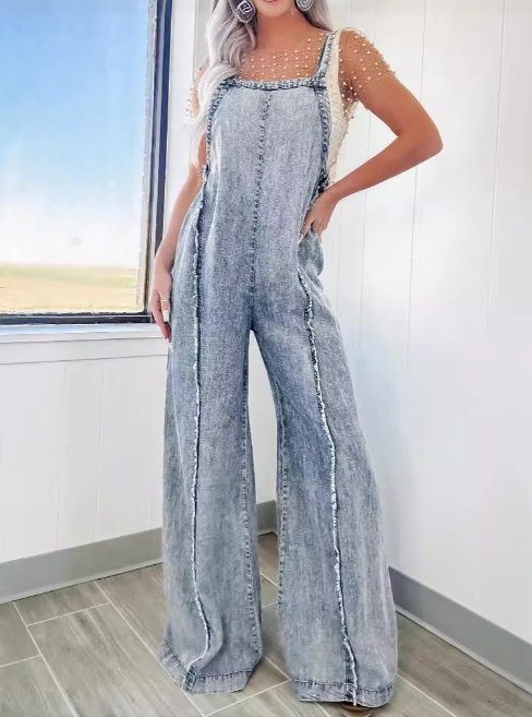 Stylish Denim Overalls in Beau Blue