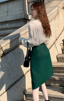Irregular Mid-length Leather Skirt