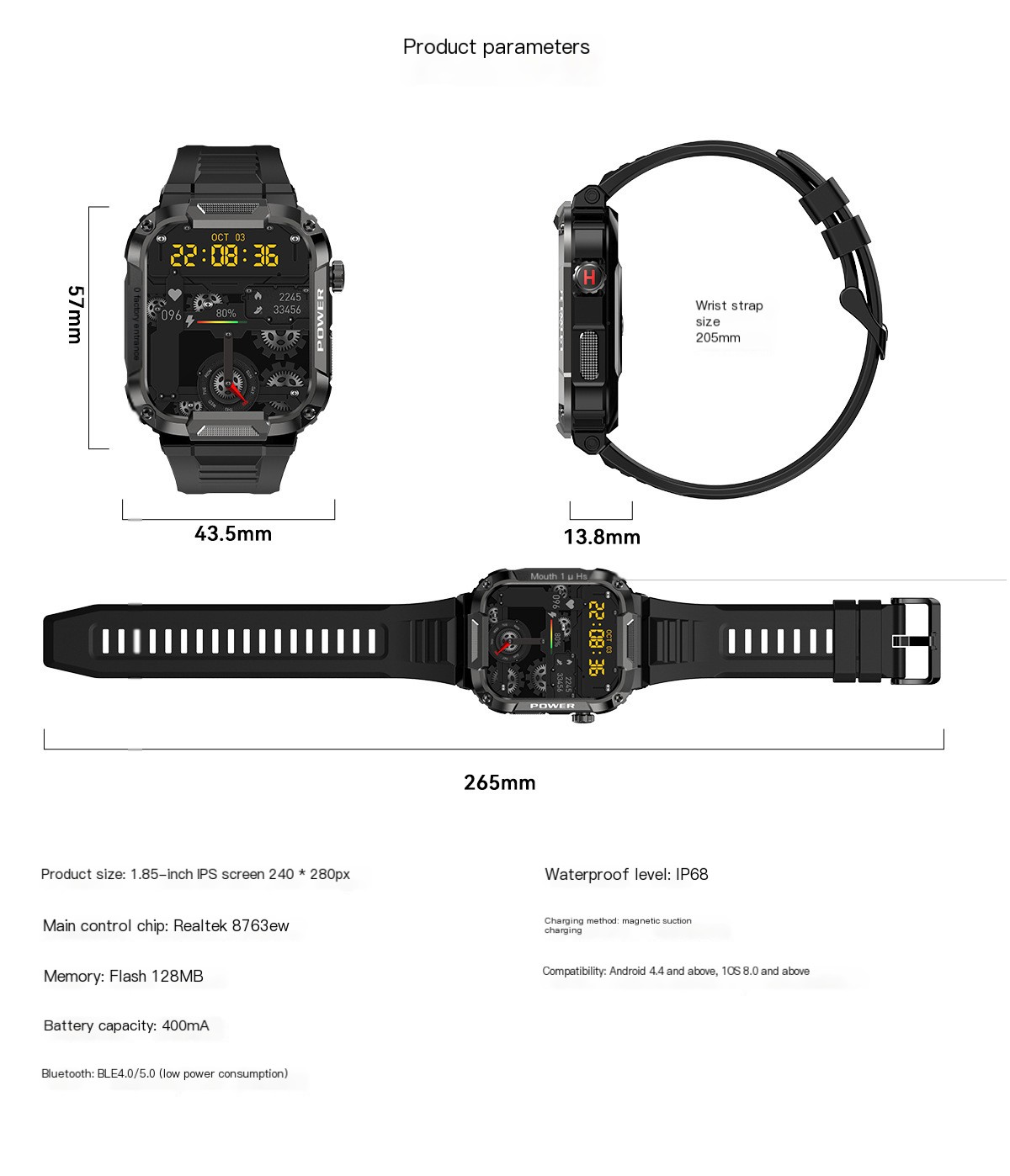 MK66 Smart Waterproof Watch - Rugged Design