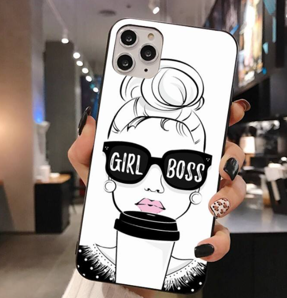 Art fashion hand painted black girl phone case