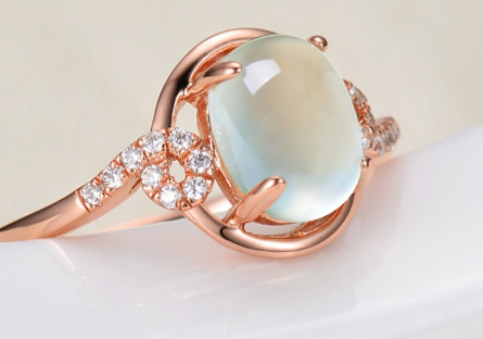 Pink Jade Stone Powder Crystal Ring
