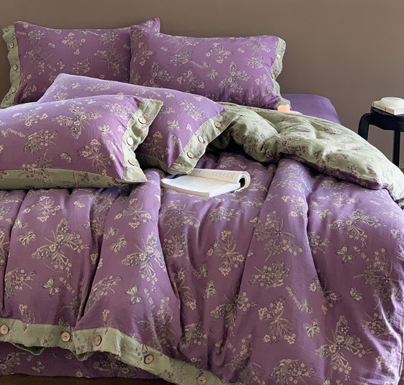 BohoBloom Purple Cotton Bed Set Image 2