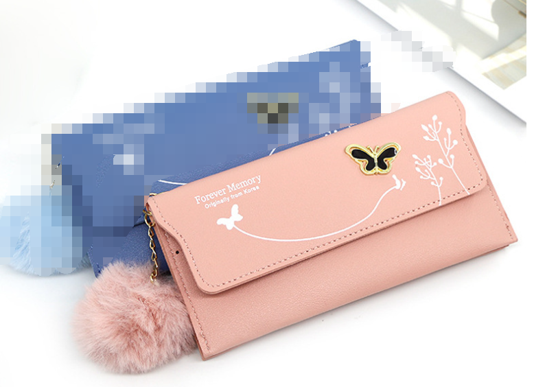 Fashion Ladies Long Hair Ball Bow Purse