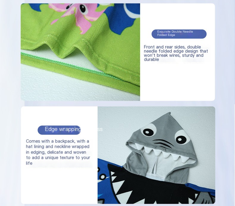 Factory wholesale large men's and women's bath towel cape boys and girls hooded bathrobe Cape wearable bath towel cape