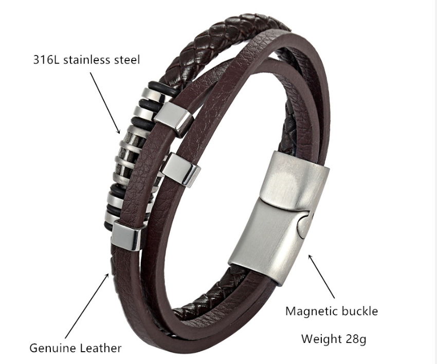 Black Multi-layer Leather Bracelet 2
