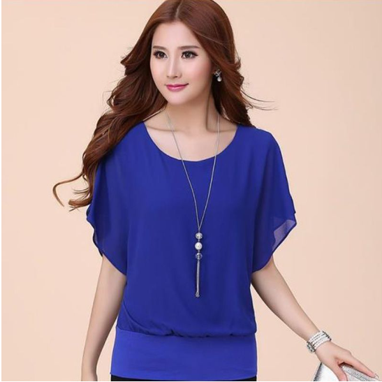 Slim Bat Sleeve Chiffon Shirt