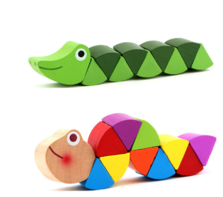 Wooden Toy Colorful Caterpillar Image 1