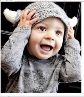 Children's Big Bull Horn Knitted Hat