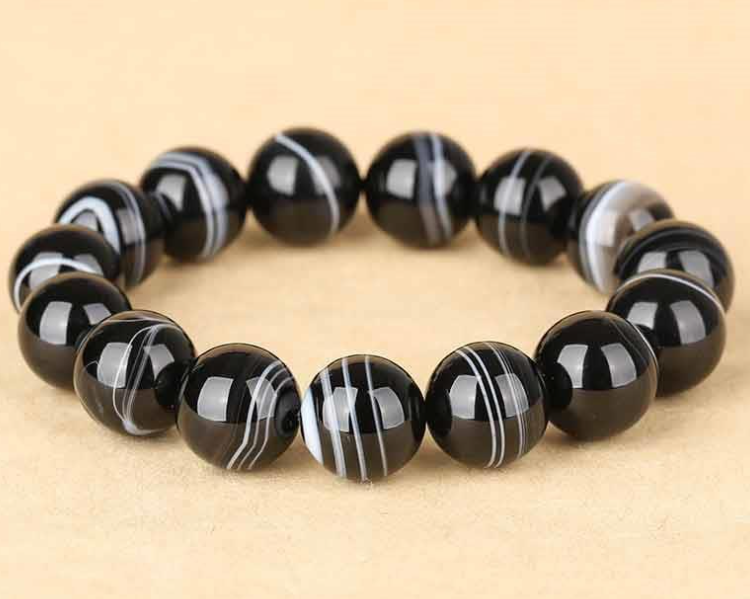 Black And White Silk Wrapped Agate Eye Bracelet Image 2