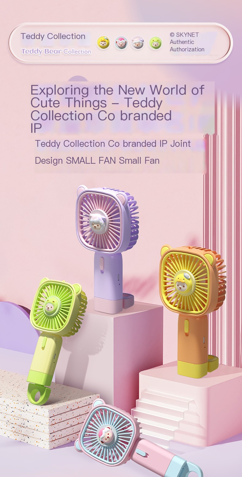 Rechargeable Handheld Teddy Bear Fan - Color Options