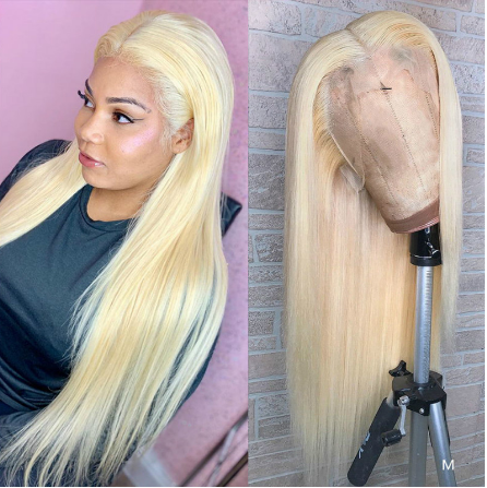 Mid-Section Blond Long Straight Hair Wig